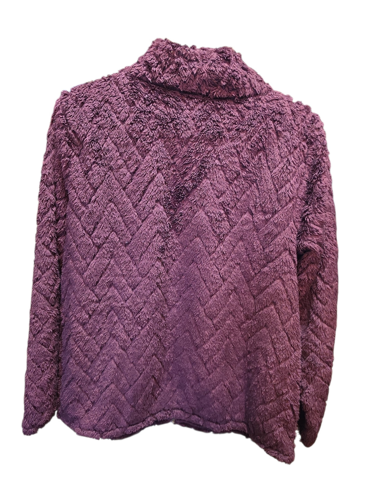 St John Bays Sherpa Sweater Womens Burgundy Long Sleeve Full Zip Up