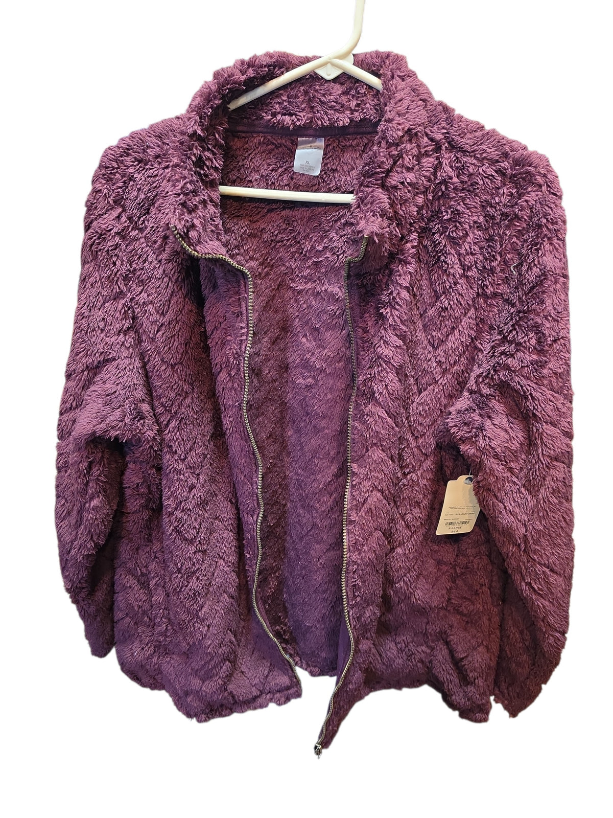 St John Bays Sherpa Sweater Womens Burgundy Long Sleeve Full Zip Up