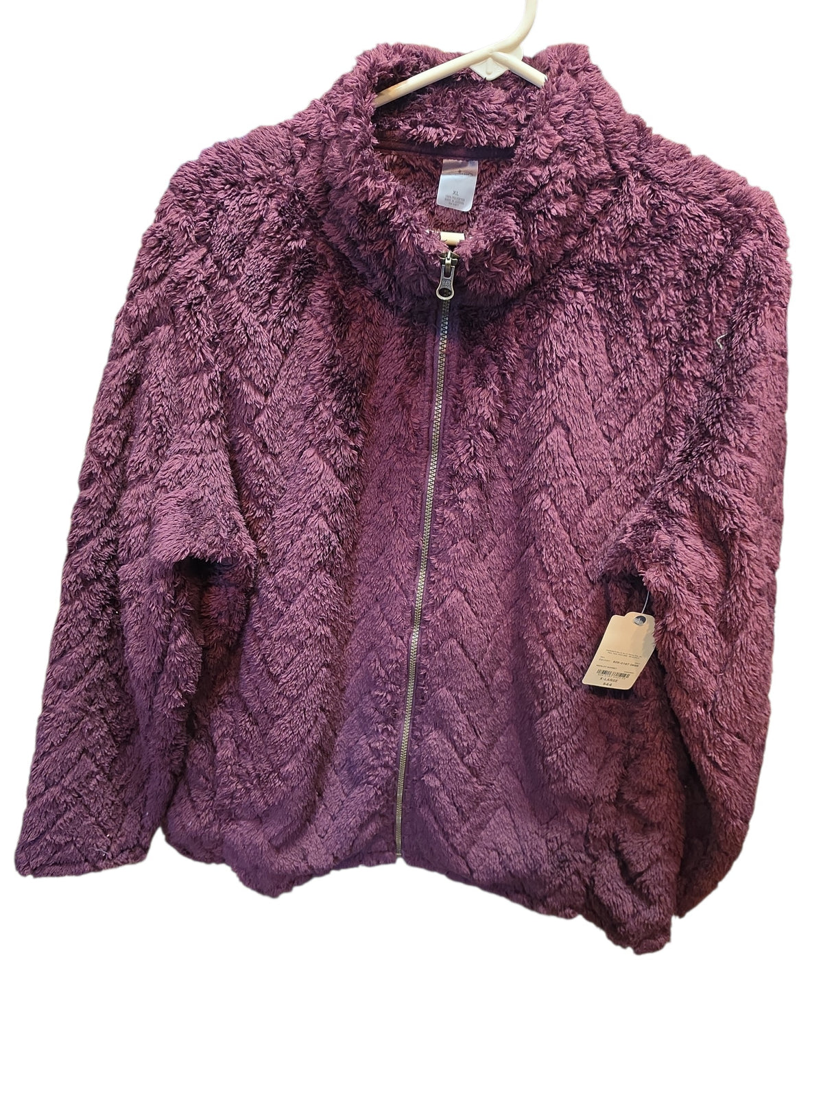 St John Bays Sherpa Sweater Womens Burgundy Long Sleeve Full Zip Up